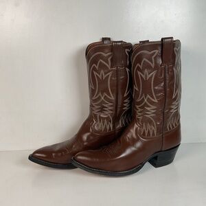 Vintage 1960s Cowtown Cowboy Boots 12 D Chocolate Brown